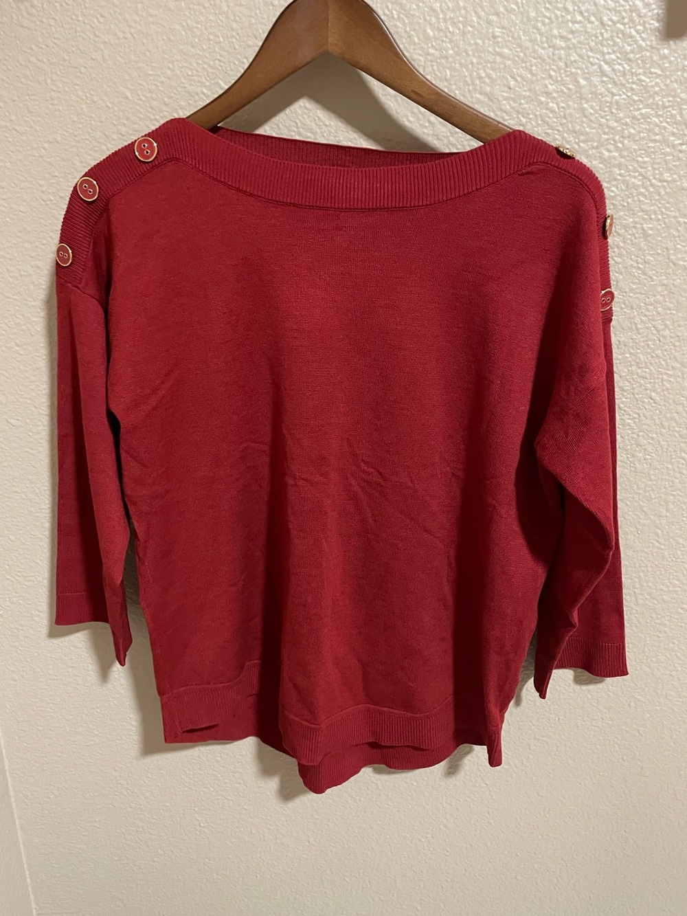 Cable & Gauge Red Button-Shoulder Knit Sweater NWT